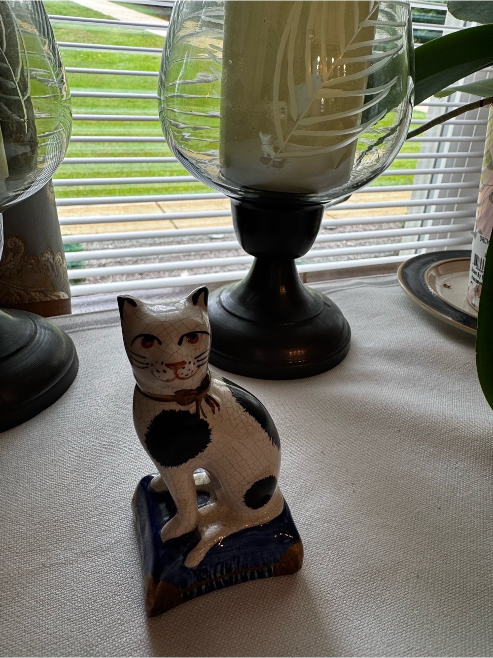 Vintage Staffordshire Black and White Cat
